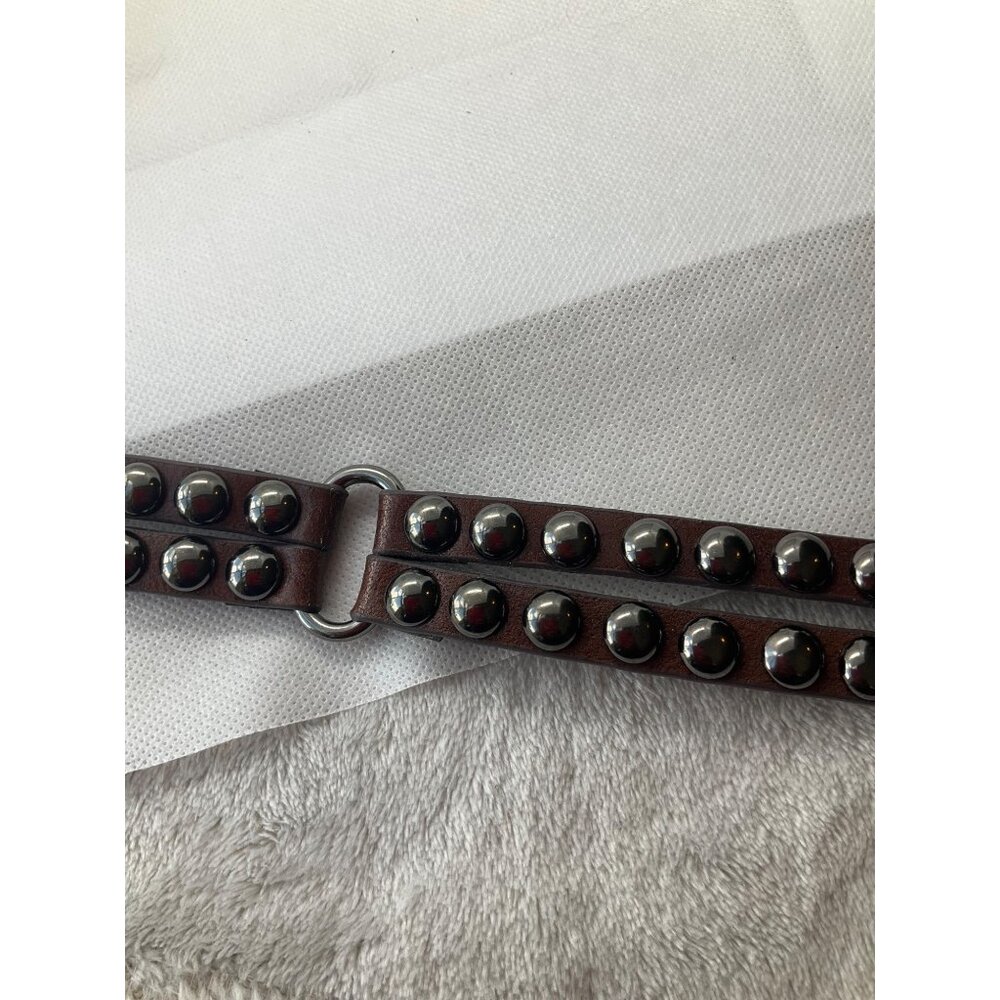 Double Studded Leather Belt Womens Sz Medium Brown Boho Goth Grunge*READ - Picture 5 of 8